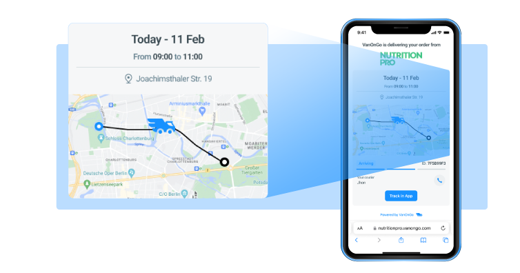 Track delivery in real-time in app or web