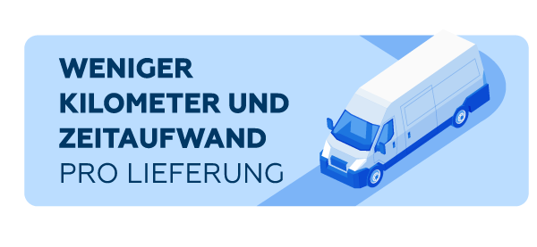 WENIGER KILOMETER UND ZEITAUFWAND PRO LIEFERUNG